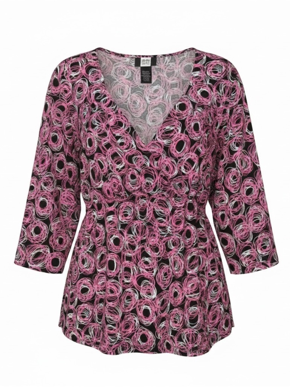 Studio 1940 Black & Pink Swirl Print Women's Top